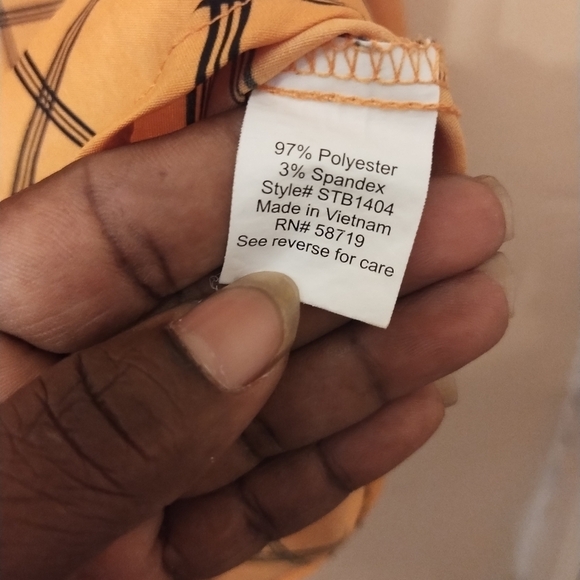 Notations yellow/ black window pane button down polyester top size XL - Picture 3 of 8